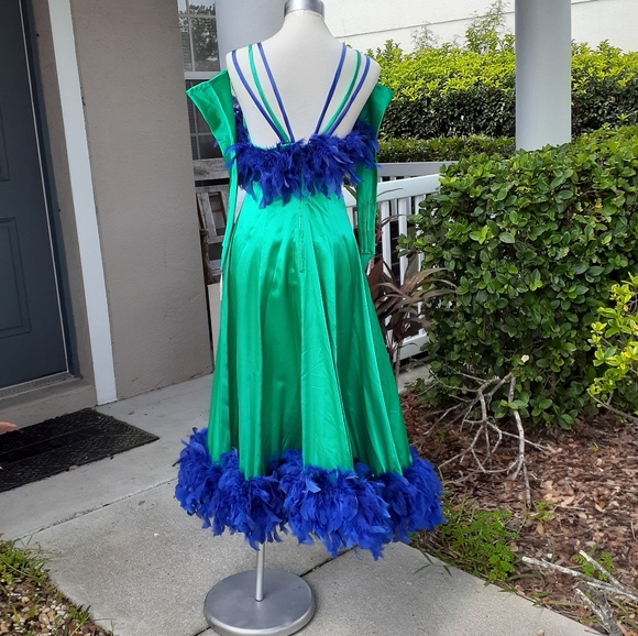 Dresses & Skirts - Striking smooth ballroom dance dress. Feathered W/ gloves